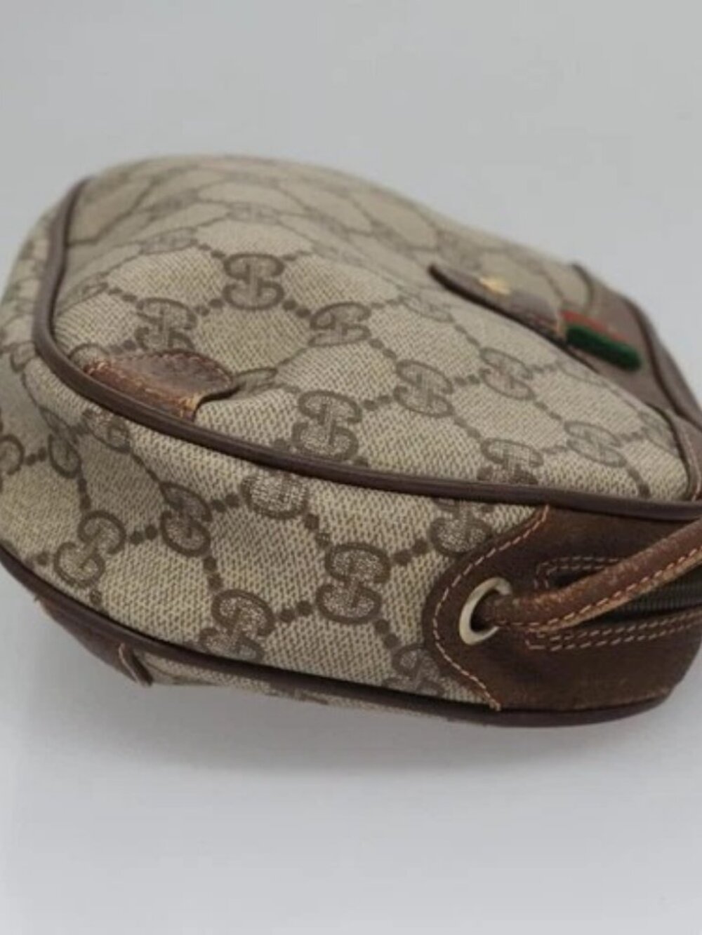 GUCCI GG Supreme Web Sherry Line Shoulder Bag PVC Beige Red Auth 99180 - Picture 3 of 15